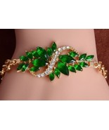 Mele Women&#39;s  Jewelry 18k Gold Plated Leaf Stones Bangle Bracelet Holida... - £11.14 GBP