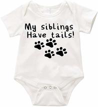 My Siblings have tails Infant Romper Creeper - Baby Shower - Baby Reveal - Birth - £11.77 GBP