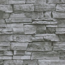 Timeet 17.7&quot; X 393&quot; 3D Grey Stone Wallpaper Peel And Stick Brick Wallpap... - $39.98