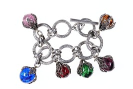 7.75&quot; Vintage French Art glass beads costume jewelry bracelet - £122.37 GBP