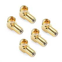 Cable Matters 5-Pack Gold Plated Right Angle F-Type Coaxial RG6 Adapter - £13.90 GBP