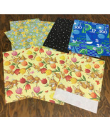 Vintage mixed gift wrap paper lot partial full remnant sports floral dot... - $19.75