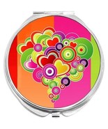 Colorful Heart Circle Pop Compact with Mirrors - for Pocket or Purse - £9.37 GBP