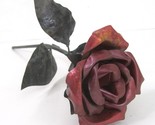 Vintage Copper Red Rose Stem Painted Metal Decorative Flower 12 inch lon... - $24.70