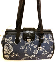 Brighton Large Handbag/Shoulder Bag Blue Rose Tapestry Canvas - $119.98