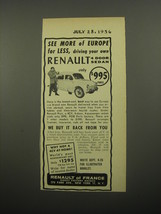 1956 Renault 4CV Sedan Ad - See more of Europe for Less - £14.52 GBP