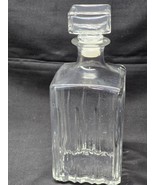 Vintage Italy Clear Glass Wine Bourbon Decanter, Cut Pattern, 1970&#39;s Bar... - $12.66