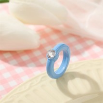 New Ins Colorful Jelly Crystal Transparent Resin Acrylic Rings for Women girl Ko - £11.43 GBP