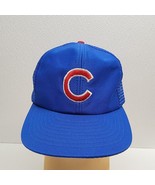 Vintage Cubs Embroidered MLB Mesh Trucker Snapback Baseball Cap Hat Blue - $258.16 MXN