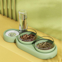 Pet Cat Bowl Automatic Feeder Dog Cat Food Bowl With Water Fountain Doub... - $29.50+