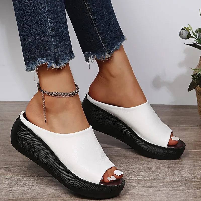 Lat wedges sandals slippers female casual platform fashion pu comfortable outdoor beach thumb200