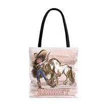 Personalised Tote Bag, Cowgirl &amp; Horse, Brown Curly Hair, Olive Skin, Brown Eyes - £21.96 GBP+