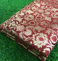 Indian Brocade fabric Red &amp; Gold Fabric Wedding Fabric, Abaya Fabric - NF614 - £5.98 GBP+