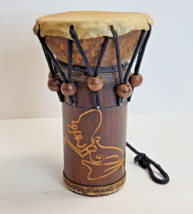 Vintage Hand-Carved African Djembe Drum Wood Wooden 7&quot; Music - £62.27 GBP