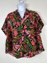 Terra &amp; Sky Womens Plus Size 4X Tropical Floral Button-Up Shirt Short Sleeve - £14.38 GBP