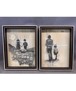 Aldo Luongo Father Son Charcoal Lithograph 17x13 Holding Hands Vintage A... - €254,02 EUR