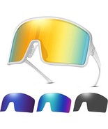 Cycling Glasses, Protection Oversized Sports Sunglasses with 4 Lenses Po... - £18.28 GBP