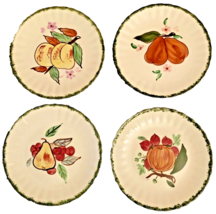 Blue Ridge Handpainted Plates Southern Pottery County Fair w/Fruits Set of 4 - $24.99