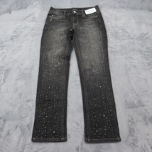 White House Black Market Jeans Womens 00 Black Straight Rhinestone Low Rise Zip - £14.26 GBP