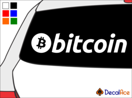 Bitcoin Title Logo Cryptocurrency Vinyl Decal Car Sticker Wall CHOOSE SIZE COLOR - $2.81+