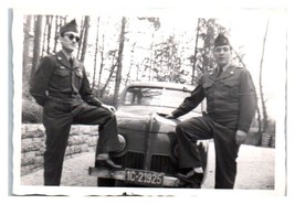 Black &amp; White Photograph American Soldiers in Germany by Auomobile 1950&#39;s - $24.74