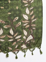 Women Olive Green &amp; Brown Silk Blend floral printed Tasselled border Dupattas - £11.11 GBP