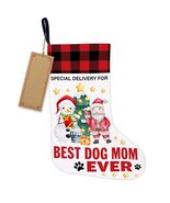 Best Dog Mom Ever Christmas Stocking Holiday Decoration 18x12 Inch - $277.45 MXN