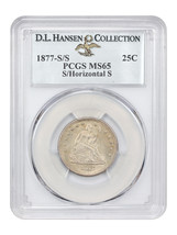 1877-S/S 25C PCGS MS65 (S/Horiz. S) ex: D.L. Hansen - £3,995.37 GBP