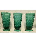 Set Of 3 Vintage Cubist Whitehall Colony Indiana Glass Teal Tea Tumbler ... - £39.53 GBP