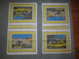 2 Matching Rural Country Scenes Linen Kitchen Towels - Unused - 16&quot; X 30&quot; - £7.99 GBP