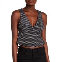 Free People Black/White Daisy V-Neck Crop Top Size 12 - $282.71 MXN