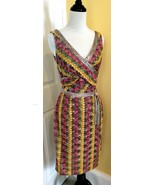 KAY UNGER Fall Multi-Color Lace Overlay Sleeveless V-Neck Cocktail Dress... - $53.47 CAD