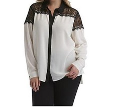 Women&#39;s Cocktail business Day night Lace  white Black Blouse tunic top plus 1X - £34.91 GBP