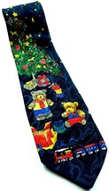 Christmas Tree Teddy Bears Trains Presents Starry Night Novelty Tie - £14.24 GBP
