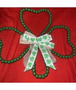 HL St Patrick&#39;s Craft Supplies - Wood Green Beaded Shamrock Wall Decor - $20.67