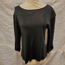 Exclusively Misook Petite Women&#39;s 100% Acrylic Black Long Sleeve Top, Size S - £27.24 GBP