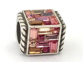 Brighton Pink St. Michel Cube Bead, JC1883, Silver Finish with Crystals, New - $34.19