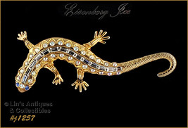 Signed Eisenberg Ice Rhinestones Lizard Pin (#J1257) - £56.26 GBP