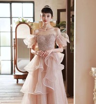 Ivory Strapless Wedding Bridesmaid Dresses Layered Tutu Maxi Wedding Dress Plus image 7
