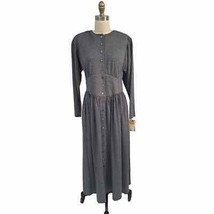80s vtg RETRO NWT Liz Claiborne Dresses Gray button-down dress size 10 M... - $87.32