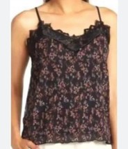 Everleigh Womens Camisole Cami Top Black Floral Spaghetti Strap Lace L New - £14.62 GBP