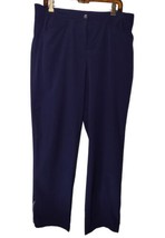 Chicos Zynergy Pull On Athletic Pants Straight Leg Size L Zip Ankles Blu... - $16.10