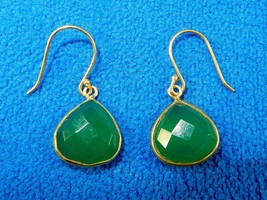 Teardrop Pendant Earrings, Green Chalcedony LaSoula Terra Collection, Fish Hooks - £15.62 GBP