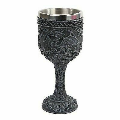 Gothic Celtic Knotwork Rune Celestial Moon Dragon Wine Goblet Chalice Cup 6oz