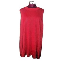 Catherines Sweater Red Women Sleeveless Size 2X 22/24 Mock Neck Metallic - $33.67