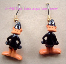 Funky Daffy Duck EARRINGS-Looney Tunes Bugs Bunny Mini Figure Costume Jewelry - £6.92 GBP