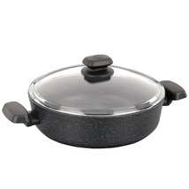 Korkmaz Ornella Non Stick 10 Inch 3.5 Liter Low Casserole with Lid in Black - $118.49