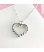 925 Sterling Silver Sparkling Floating Heart Locket with Clear Zirconia  - £22.02 GBP+