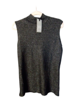 Dana Buchman Black Metallic Mock Neck Modern Knit Tank Womens Size Small - £19.93 GBP