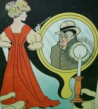 Halloween Postcard H M Rose Women Peeks Into Magic Mirror Antique Original 1909 - £85.32 GBP